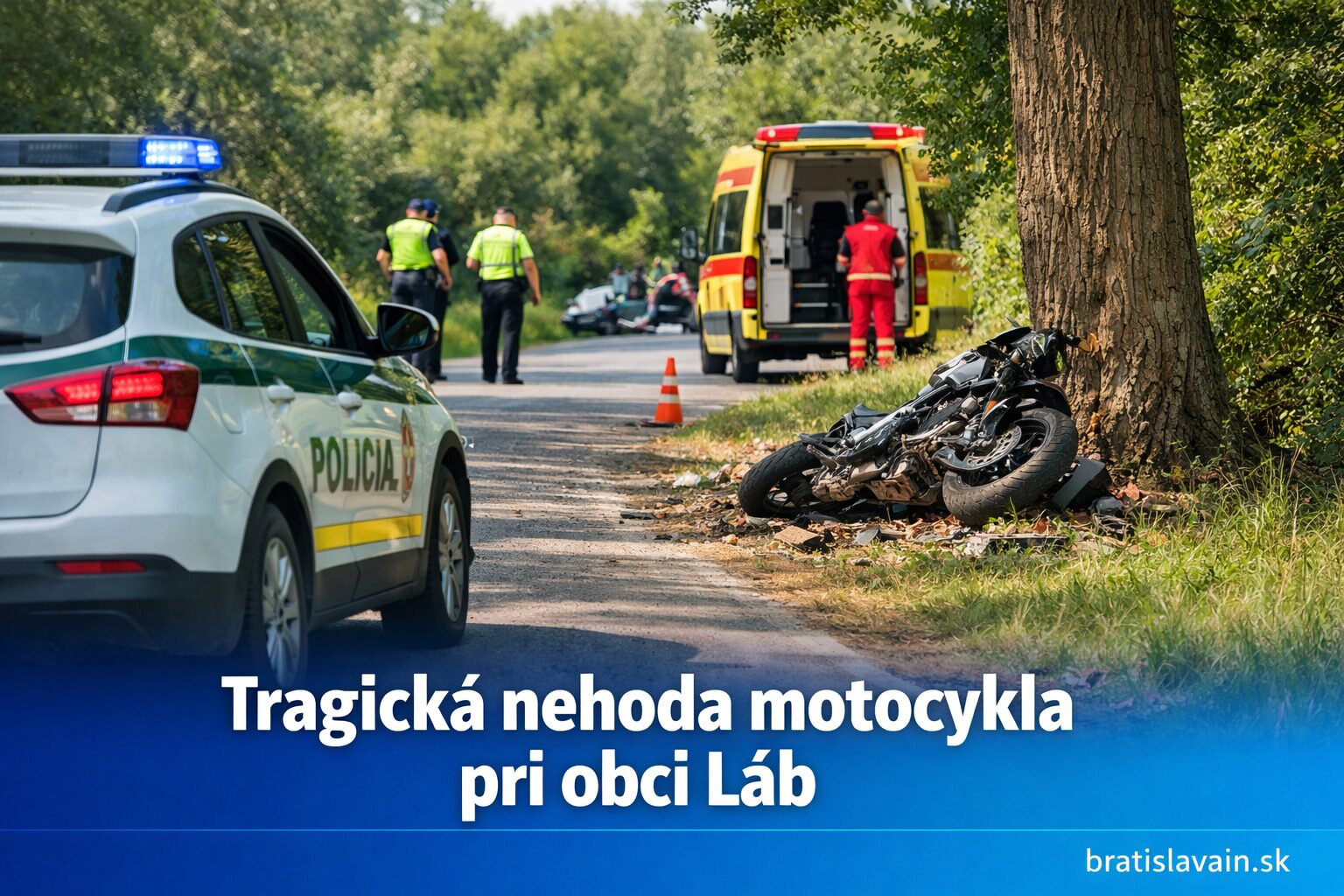 Tragická nehoda na Záhorí: Motocykel narazil do stromu, jeden človek zomrel
